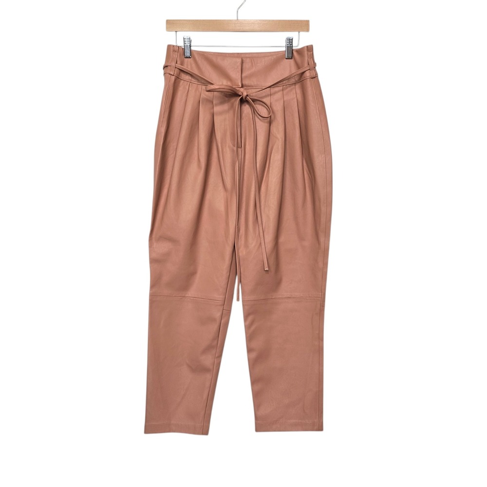 Blank NYC Vegan Leather Tapered Pants Dusty Rose High Rise Tie Waist Size 29